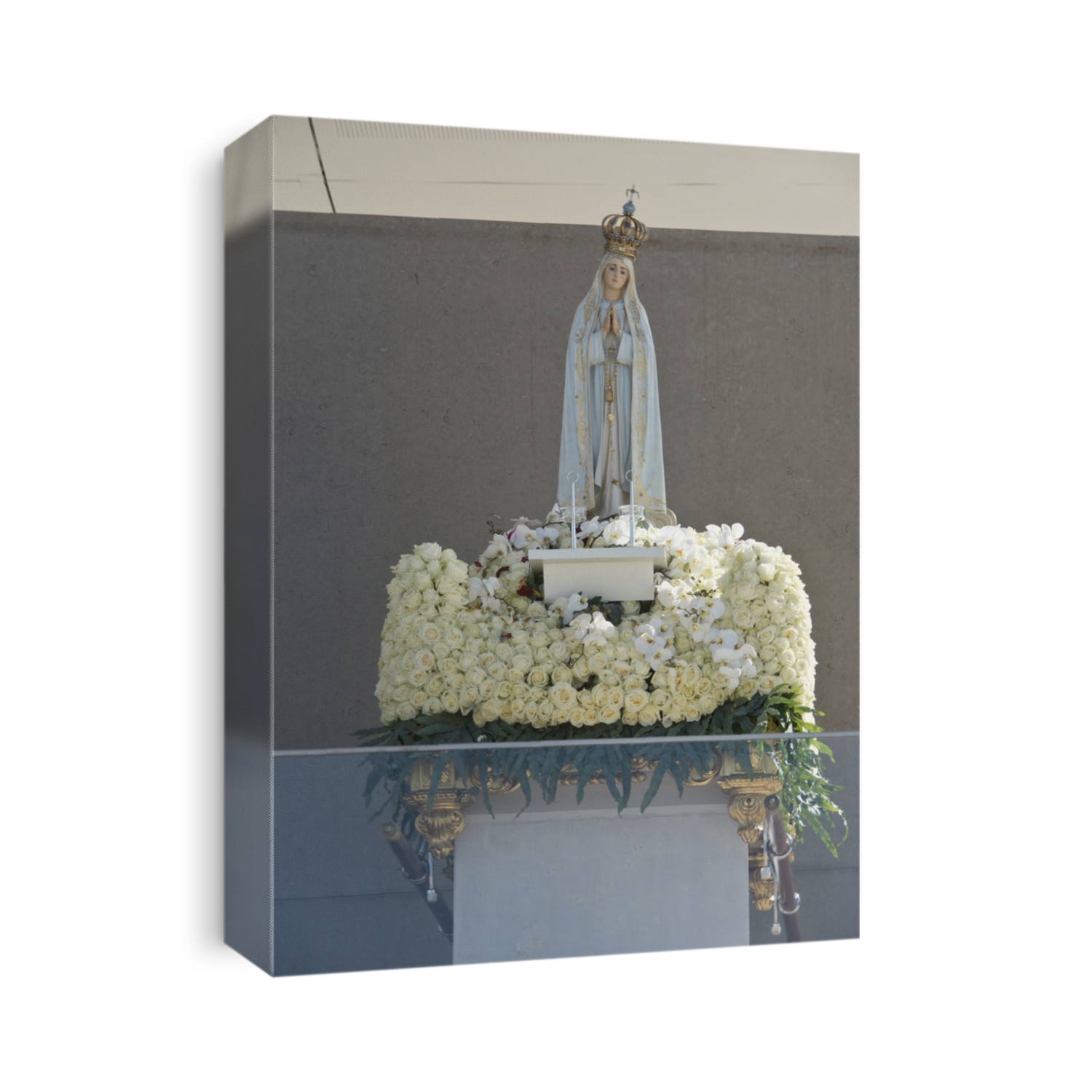 The image of Our Lady of Fatima at the altar in the Sanctuary of Our Lady of Fatima, Portugal.