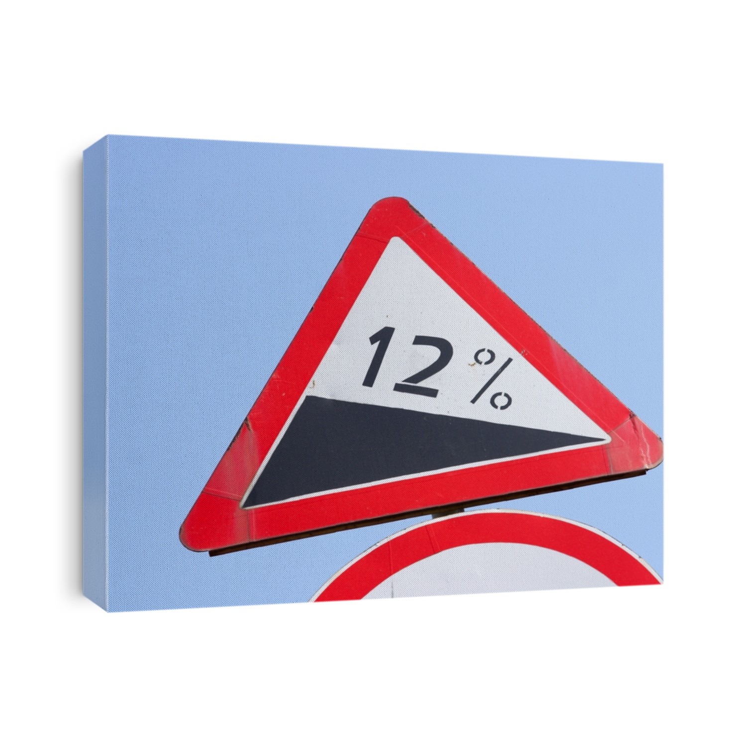 Traffic sign shows steep slope ahead